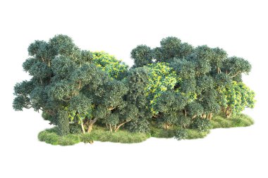 Beyaz arka planda yeşil arazi izole edilmiş. 3d görüntüleme - illüstrasyon