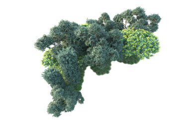 Beyaz arka planda yeşil arazi izole edilmiş. 3d görüntüleme - illüstrasyon