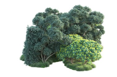 Beyaz arka planda yeşil arazi izole edilmiş. 3d görüntüleme - illüstrasyon