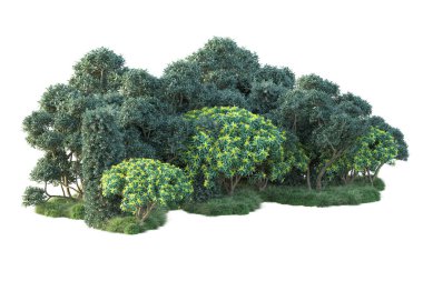 Beyaz arka planda yeşil arazi izole edilmiş. 3d görüntüleme - illüstrasyon