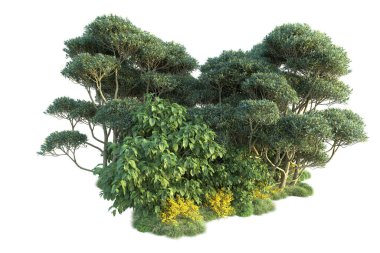 Beyaz arka planda yeşil arazi izole edilmiş. 3d görüntüleme - illüstrasyon