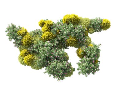 Beyaz arka planda yeşil arazi izole edilmiş. 3d görüntüleme - illüstrasyon