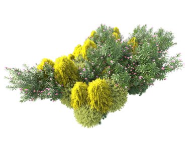 Beyaz arka planda yeşil arazi izole edilmiş. 3d görüntüleme - illüstrasyon