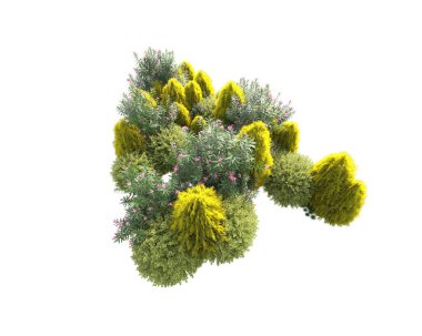 Beyaz arka planda yeşil arazi izole edilmiş. 3d görüntüleme - illüstrasyon