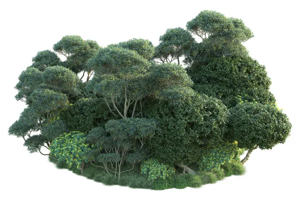 Beyaz arka planda yeşil arazi izole edilmiş. 3d görüntüleme - illüstrasyon