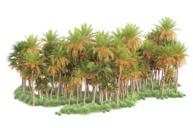 Tropik yeşil ağaçların yaprakları. 3d resimleme