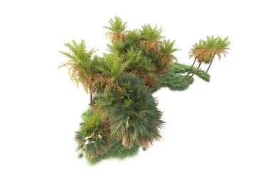 Beyaz arka planda yeşil arazi izole edilmiş. 3d görüntüleme - illüstrasyon