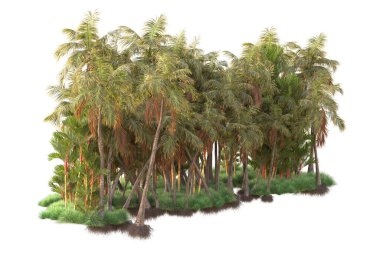 Beyaz arka planda yeşil arazi izole edilmiş. 3d görüntüleme - illüstrasyon