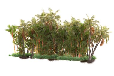Beyaz arka planda yeşil arazi izole edilmiş. 3d görüntüleme - illüstrasyon
