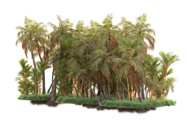 Beyaz arka planda yeşil arazi izole edilmiş. 3d görüntüleme - illüstrasyon