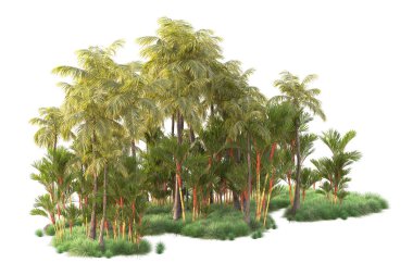 Beyaz arka planda yeşil arazi izole edilmiş. 3d görüntüleme - illüstrasyon