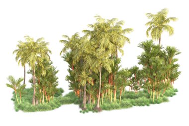 Beyaz arka planda yeşil arazi izole edilmiş. 3d görüntüleme - illüstrasyon