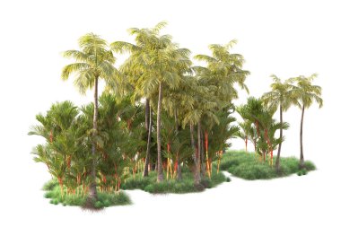 Beyaz arka planda yeşil arazi izole edilmiş. 3d görüntüleme - illüstrasyon