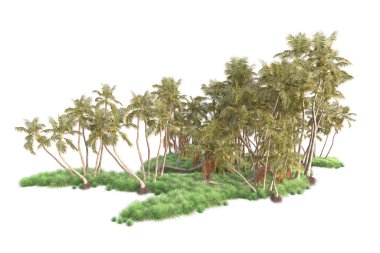 Beyaz arka planda yeşil arazi izole edilmiş. 3d görüntüleme - illüstrasyon