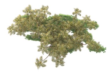 Beyaz arka planda yeşil arazi izole edilmiş. 3d görüntüleme - illüstrasyon