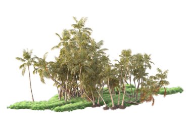 Beyaz arka planda yeşil arazi izole edilmiş. 3d görüntüleme - illüstrasyon