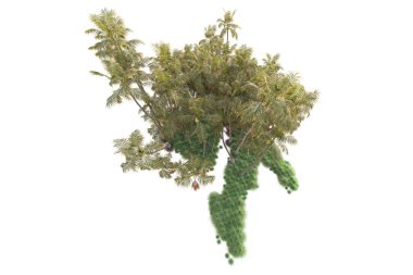 Beyaz arka planda yeşil arazi izole edilmiş. 3d görüntüleme - illüstrasyon