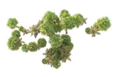 Beyaz arka planda yeşil arazi izole edilmiş. 3d görüntüleme - illüstrasyon