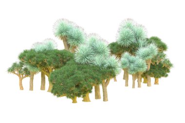 Orman beyaz arka planda izole edilmiş. 3d görüntüleme - illüstrasyon