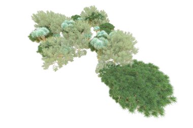 Orman beyaz arka planda izole edilmiş. 3d görüntüleme - illüstrasyon