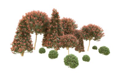 Orman arka planda izole edilmiş. 3d görüntüleme - illüstrasyon