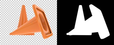 Şeffaf ve siyah arkaplan üzerindeki trafik konileri