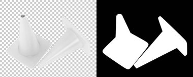 Şeffaf ve siyah arkaplan üzerindeki trafik konileri