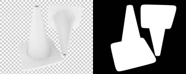 Şeffaf ve siyah arkaplan üzerindeki trafik konileri