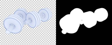 Dambıllar, şeffaf ve siyah arkaplan üzerine spor ekipmanları