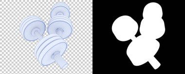 Dambıllar, şeffaf ve siyah arkaplan üzerine spor ekipmanları