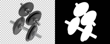 Dambıllar, şeffaf ve siyah arkaplan üzerine spor ekipmanları