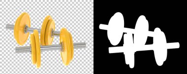 Dambıllar, şeffaf ve siyah arkaplan üzerine spor ekipmanları