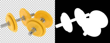 Dambıllar, şeffaf ve siyah arkaplan üzerine spor ekipmanları