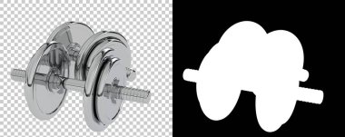 Dambıllar, şeffaf ve siyah arkaplan üzerine spor ekipmanları