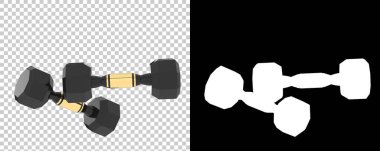 Dambıllar, şeffaf ve siyah arkaplan üzerine spor ekipmanları