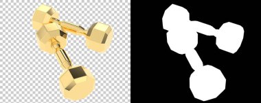 Dambıllar, şeffaf ve siyah arkaplan üzerine spor ekipmanları