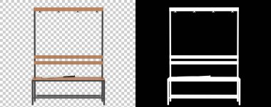 Soyunma odası bankı arka planda izole edilmiş. 3d görüntüleme - illüstrasyon
