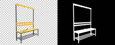 Soyunma odası bankı arka planda izole edilmiş. 3d görüntüleme - illüstrasyon