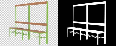 Soyunma odası bankı arka planda izole edilmiş. 3d görüntüleme - illüstrasyon