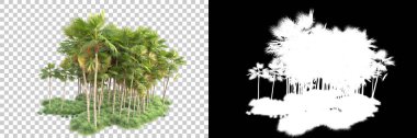 Arka planda maskeyle izole edilmiş tropik orman. 3d görüntüleme - illüstrasyon