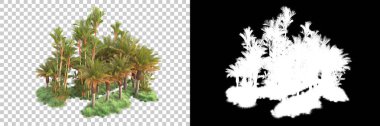 isolated 3d render of trees for collaging, alpha channel clipart