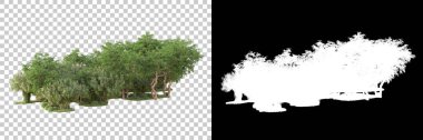 Yeşil orman, şeffaf arka planda maskeyle izole edilmiş. 3d görüntüleme - illüstrasyon