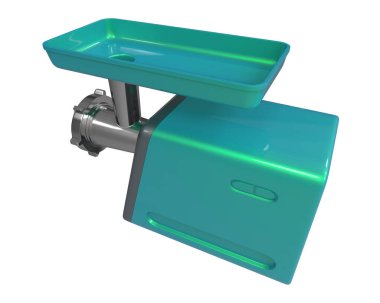 Kıyma makinesi beyaz arka planda izole edilmiş. 3d görüntüleme - illüstrasyon
