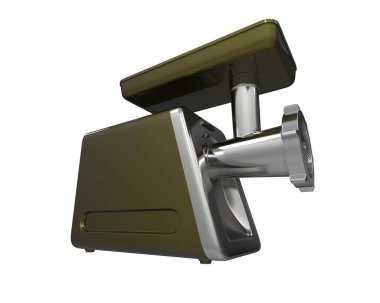 Kıyma makinesi beyaz arka planda izole edilmiş. 3d görüntüleme - illüstrasyon