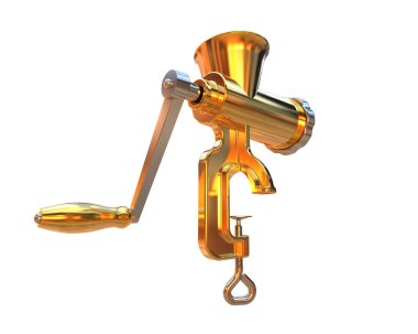 Kıyma makinesi beyaz arka planda izole edilmiş. 3d görüntüleme - illüstrasyon