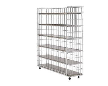 Raflar beyaz arkaplanda izole edilmiş. 3d görüntüleme - illüstrasyon