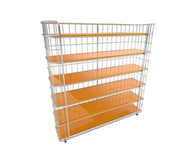 Raflar beyaz arkaplanda izole edilmiş. 3d görüntüleme - illüstrasyon