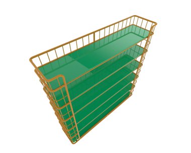 Raflar beyaz arkaplanda izole edilmiş. 3d görüntüleme - illüstrasyon