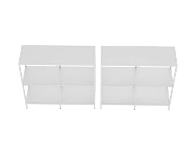 Raflar beyaz arkaplanda izole edilmiş. 3d görüntüleme - illüstrasyon