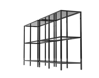 Raflar beyaz arkaplanda izole edilmiş. 3d görüntüleme - illüstrasyon